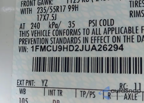 2018 Ford Escape Sel z USA, uszkodzony, nr VIN 1FMCU9HD2JUA26294